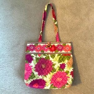 Vera Bradley pink and green floral quilted shoulder bag
